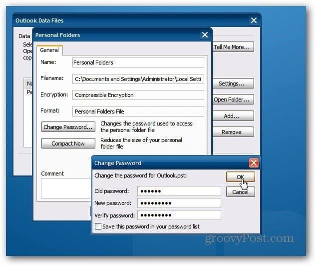 Πώς να προστατεύσετε με κωδικό πρόσβασης ένα αρχείο PST του Outlook