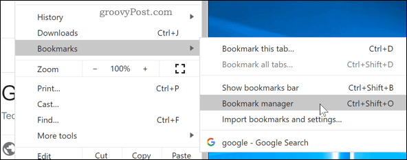 Πρόσβαση στη Διαχείριση σελιδοδεικτών στο Chrome