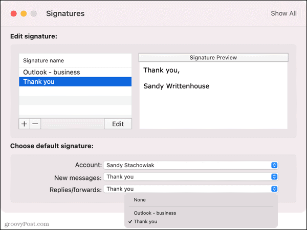 Επιλέξτε μια προεπιλεγμένη υπογραφή στο Outlook