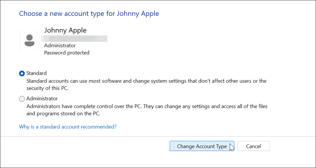 Πώς να αλλάξετε τον τύπο λογαριασμού στα Windows 11