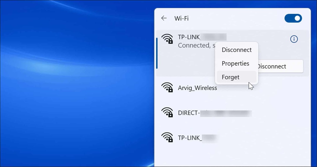 ξεχάστε το δίκτυο wi-fi στα windows 11