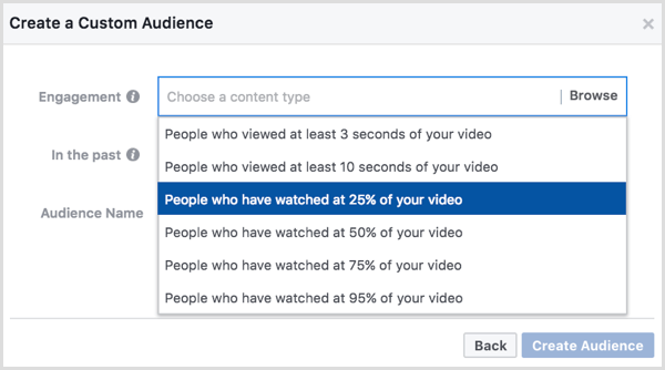 Προσαρμοσμένο κοινό Facebook βάσει προβολών βίντεο