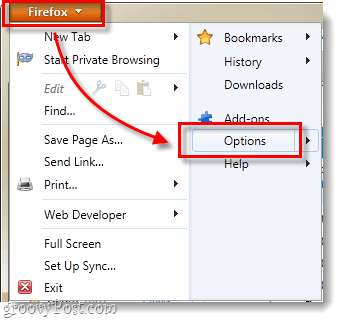 Firefox 4 μενού επιλογών