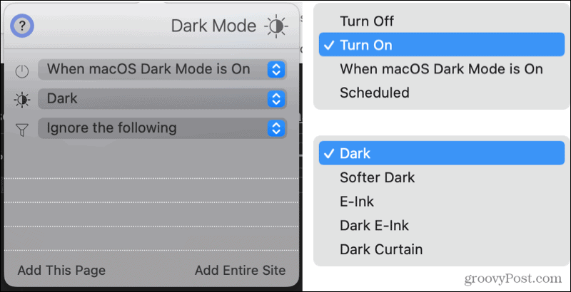 Dark Mode για επέκταση Safari