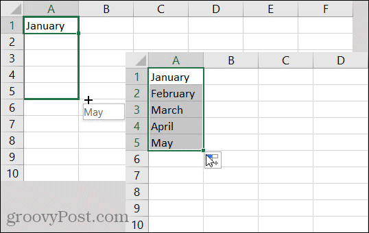 Μήνες αυτόματης συμπλήρωσης του Excel