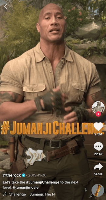 TikTok βίντεο από το Rock ανακοινώνοντας την πρόκληση Jumanji