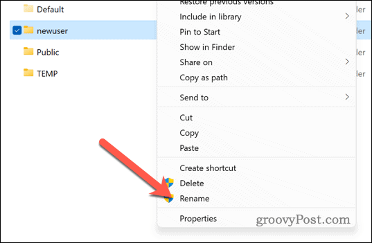 Μετονομάστε το φάκελο χρήστη των Windows 11