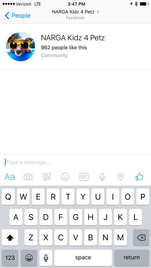 οθόνη εφαρμογής Facebook messenger