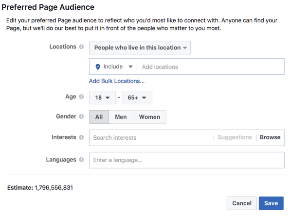 Ορίστε ένα προτιμώμενο κοινό για να βοηθήσετε το Facebook να κατανοήσει σε ποιον θέλετε να προσεγγίσετε τις αναρτήσεις σας.