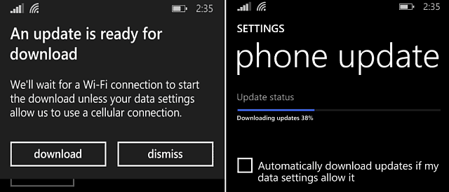 ενημερώνοντας την ενημερωμένη έκδοση Windows Phone 8-1