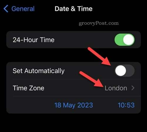 Απενεργοποίηση αυτόματης ζώνης ώρας στο iPhone