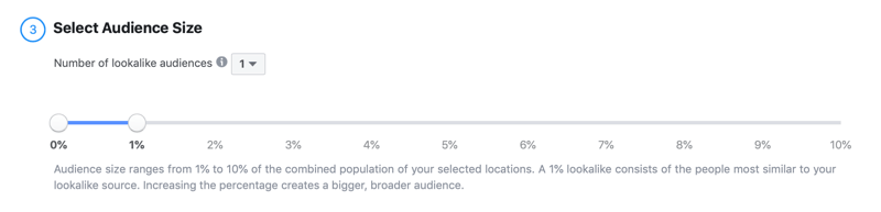 επιλέξτε το μέγεθος κοινού για την εμφάνιση του Facebook