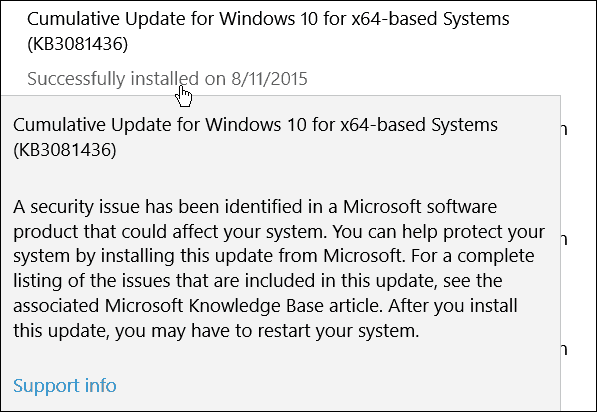 Η δεύτερη αθροιστική ενημερωμένη έκδοση της Microsoft για τα Windows 10 (KB3081436)