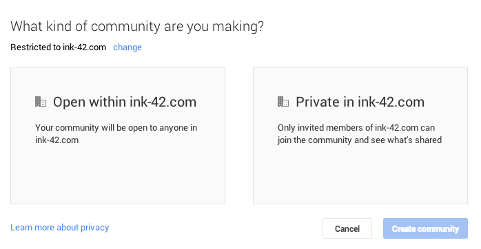 google + περιορισμένη κοινότητα