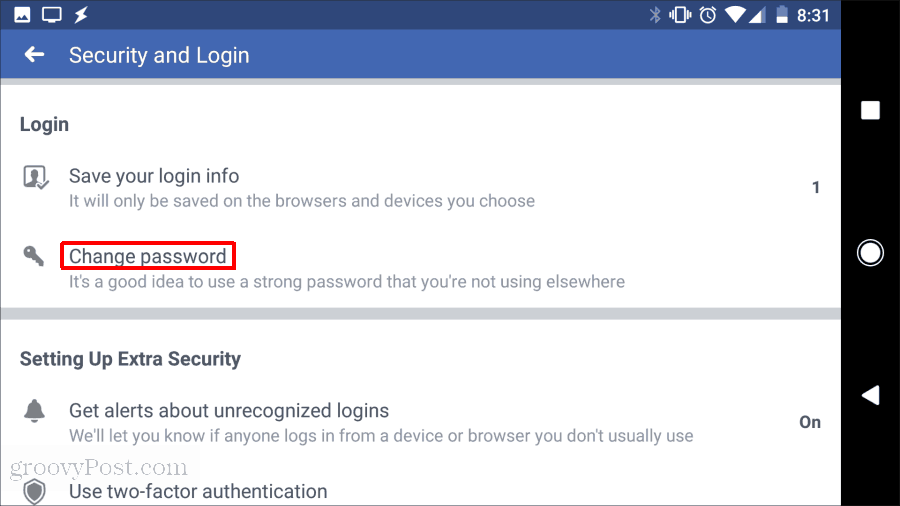 facebook αλλαγή κωδικού πρόσβασης