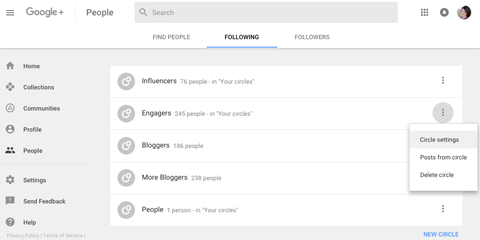 πρόσβαση σε νέες ρυθμίσεις Google + κύκλου