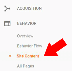 Στην ενότητα Συμπεριφορά στο Google Analytics, επιλέξτε Περιεχόμενο ιστότοπου> Όλες οι σελίδες.