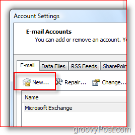 Δημιουργήστε νέο λογαριασμό αλληλογραφίας στο Outlook 2007