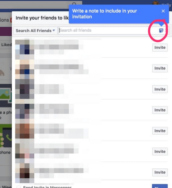 Το Facebook πρόσθεσε την επιλογή να συμπεριλάβει μια εξατομικευμένη σημείωση με προσκλήσεις για μια σελίδα.