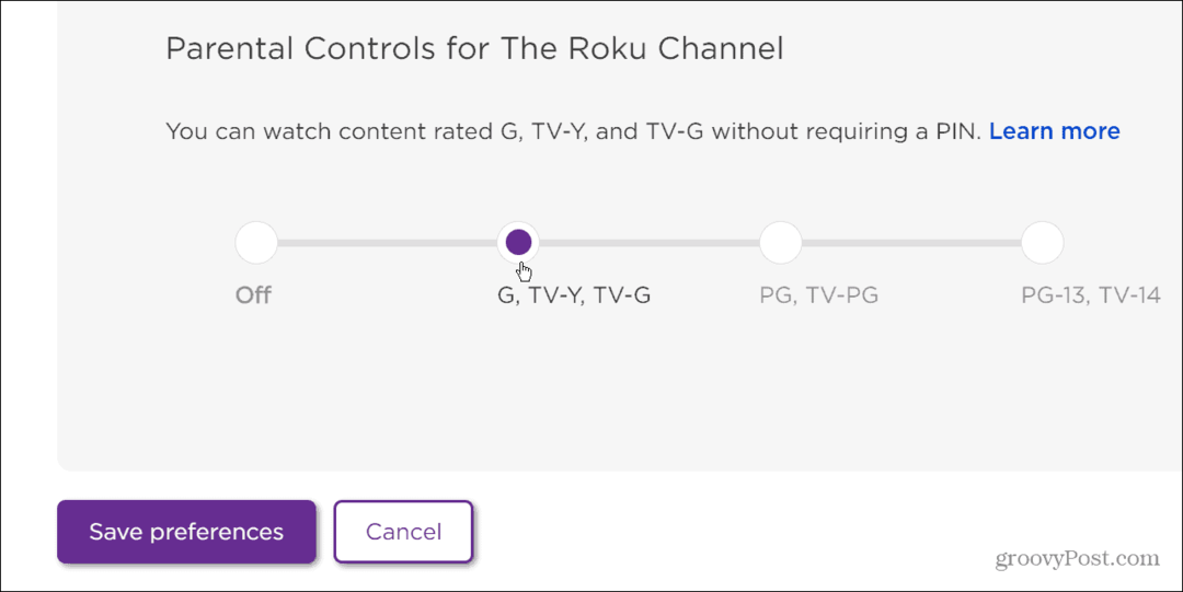 Γονικοί έλεγχοι Roku για το κανάλι YouTube