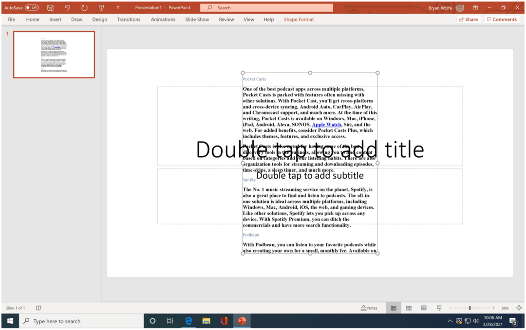 Παράδειγμα εισαγωγής Microsoft PowerPoint