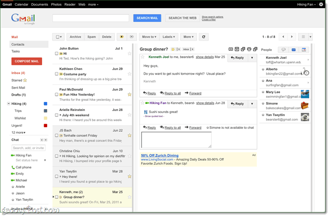 Εργαστήρια Gmail: Ένα νέο παράθυρο ανάγνωσης, ακριβώς όπως το Outlook