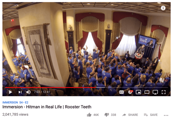 Παράδειγμα εμπλοκής των Rooster Teeth superfan στο YouTube