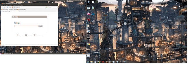 εικονικό παράθυρο σε διπλά παράθυρα ubuntu οθόνης