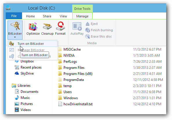 Κάρτα εξερευνητών αρχείων BitLocker