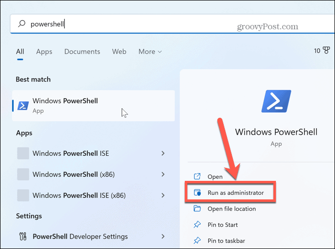 Windows 11 τρέχει το powershell ως διαχειριστής