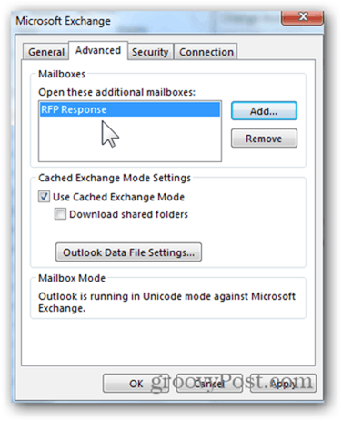 Προσθήκη γραμματοκιβωτίου Outlook 2013 - Κάντε κλικ στο OK για αποθήκευση