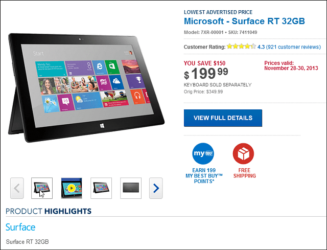 Best Buy Μαύρη Παρασκευή Deal: Microsoft Surface RT 32GB $ 199