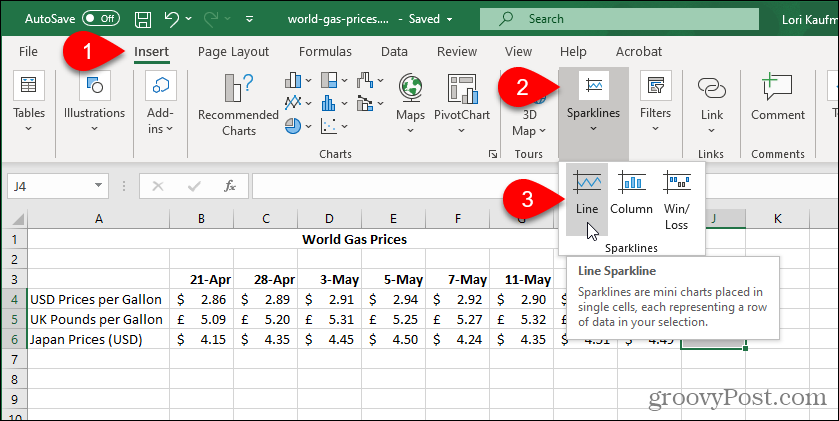 Επιλέξτε Excel Sparkline Type