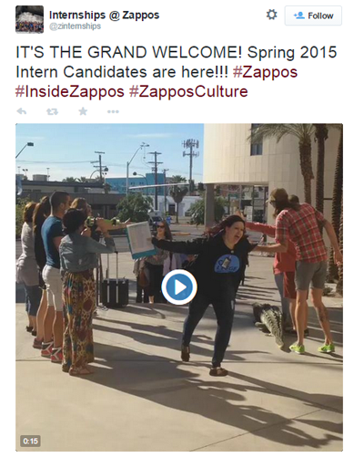 zappos πρακτική καλωσόρισμα βίντεο tweet