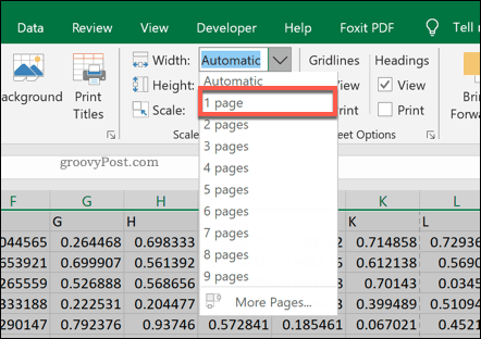 Επιλογές κλίμακας εκτύπωσης σελίδας στο Excel
