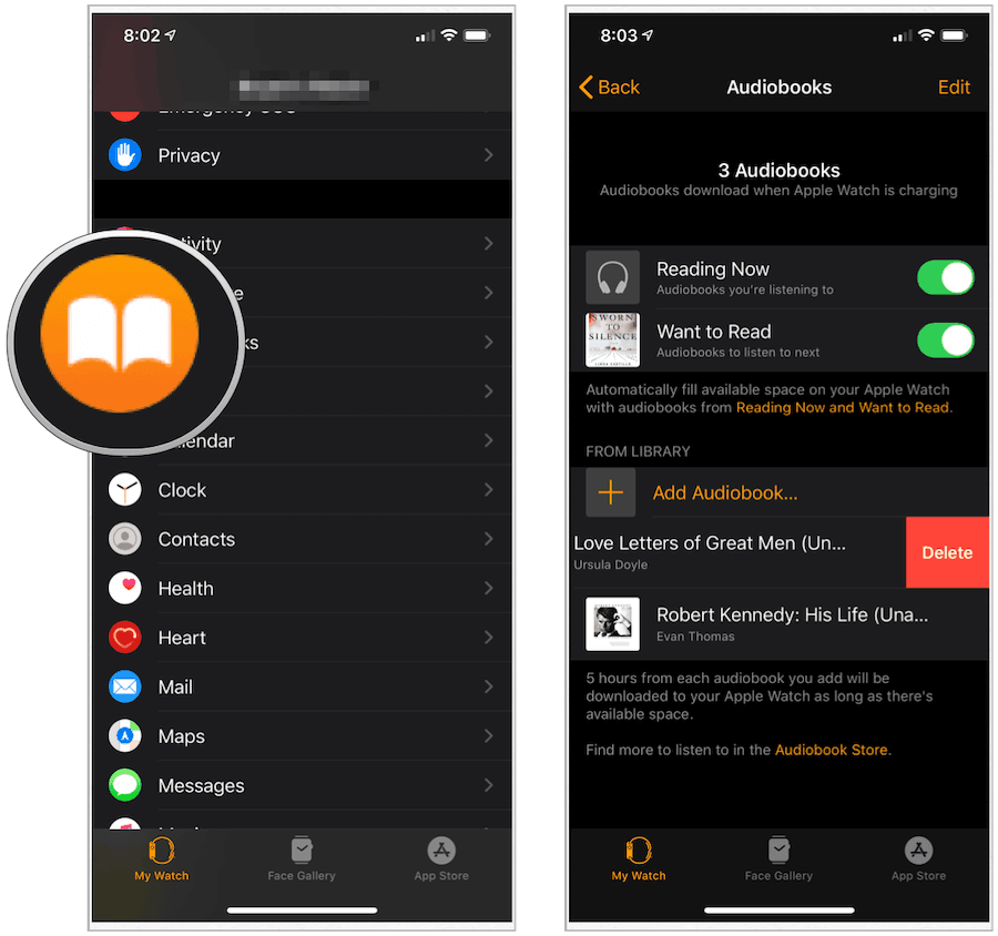 Apple Παρακολουθήστε audiobooks