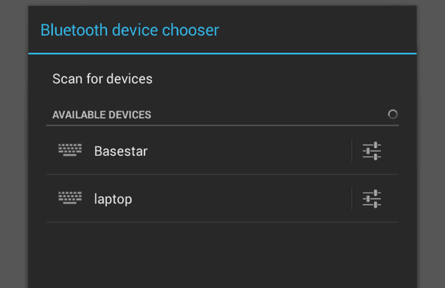 Επιλογή συσκευής Bluetooth Android