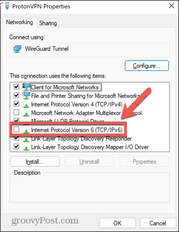 Windows 11 καταργήστε την επιλογή ipv6