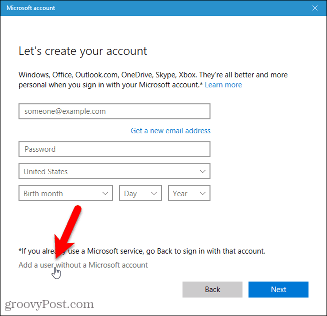 Προσθέστε έναν χρήστη χωρίς λογαριασμό Microsoft