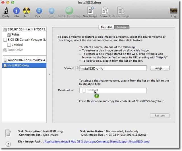 Apple OS X Lion: Πώς να δημιουργήσετε εικόνα εκκίνησης δίσκου