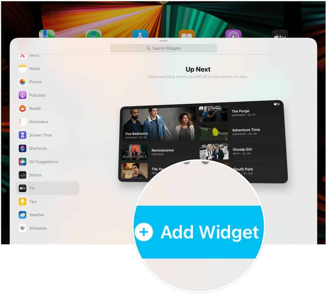 widget προσθήκης iPad