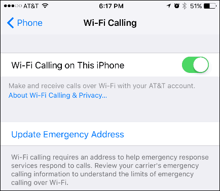 Ενεργοποιήστε την κλήση Wi-Fi σε ένα iPhone