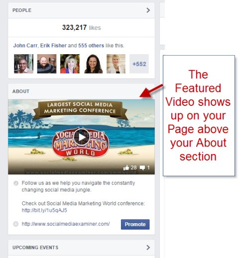 βίντεο με δυνατότητα εξέτασης κοινωνικών μέσων στο περιθώριο σελίδας του facebook