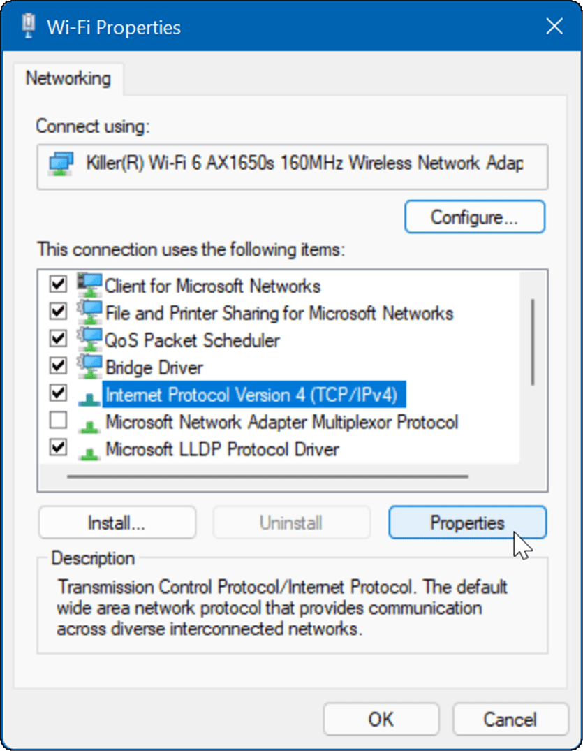 Οι ιδιότητες wi-fi επιδιορθώνουν το αργό internet στα Windows 11