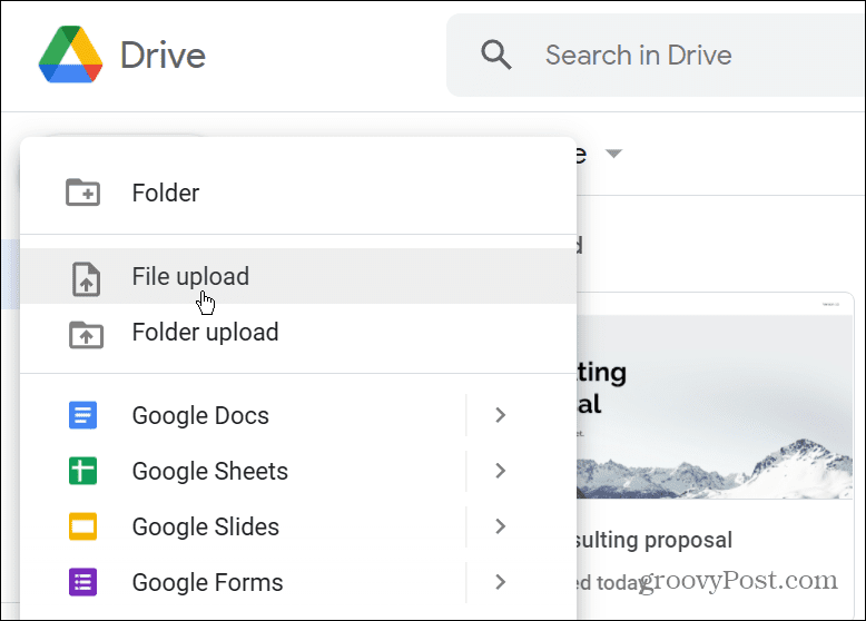 Μεταφόρτωση αρχείου Google Drive