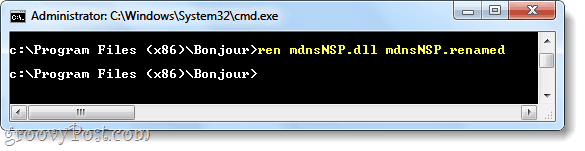 μετονομάστε το mdnsnsp.dll για να αποτρέψετε την φόρτωση του bonjour