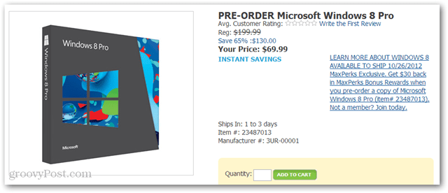 Αγοράστε τα Windows 8 Pro για $ 40 από την Amazon (DVD-ROM, $ 69.99 συν $ 30 Amazon Credit)