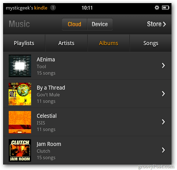 Kindle Fire Music από το Cloud Player