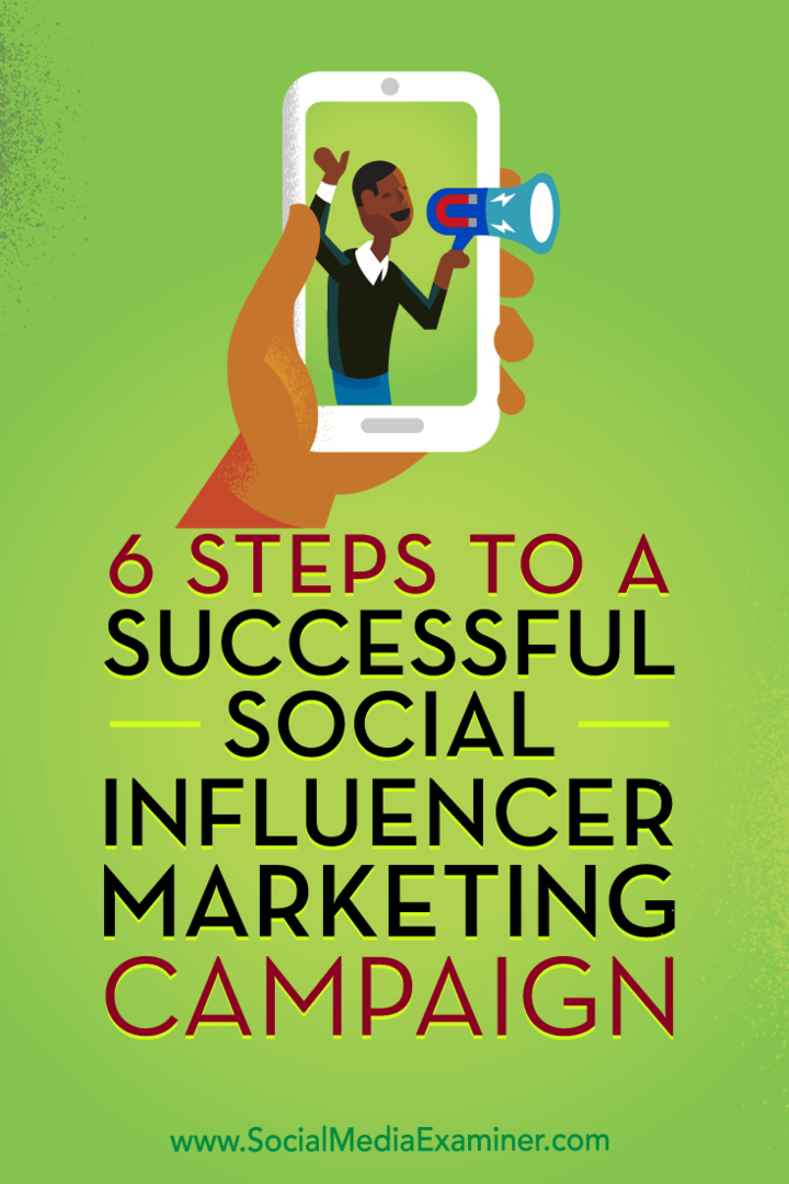6 βήματα για μια επιτυχημένη εκστρατεία μάρκετινγκ κοινωνικών επιρροών από την Juliet Carnoy στο Social Media Examiner.