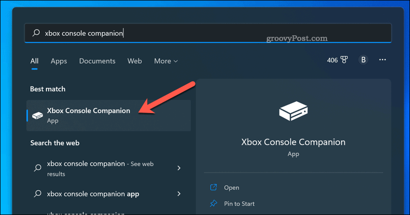 Ανοίξτε τη συνοδευτική εφαρμογή Xbox στα Windows 11